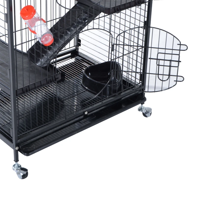 Pawhut 37” 4 Level Indoor Small Animal Cage Hutch - Black