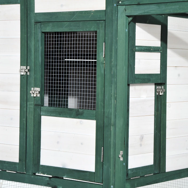 PawHut 100" Portable Wooden Chicken Coop Kit With Wheels, Run And Nesting Box 