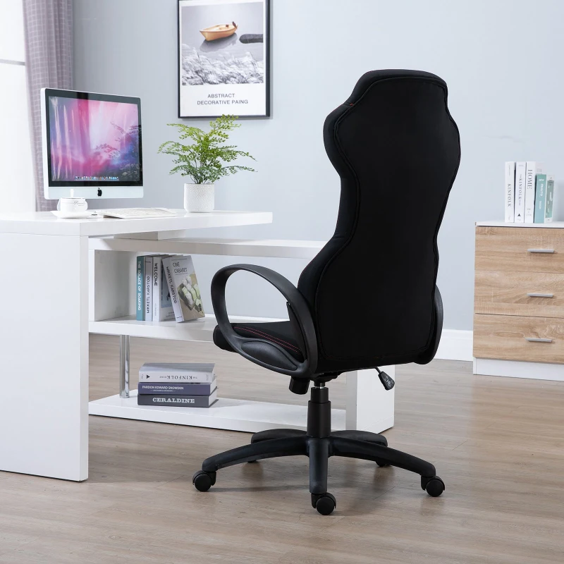 Vinsetto High Back Racing Style Gaming Office Chair Ergonomic PC Computer  Linen Fabric  Black/Red