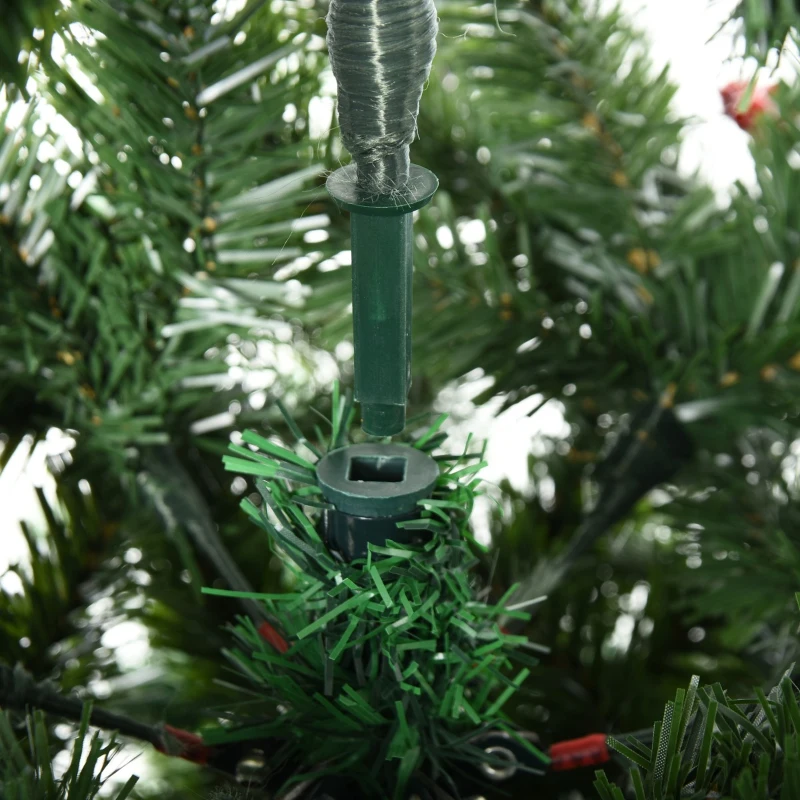 HOMCOM Artificial Christmas Tree, 7' Tall Unlit Snow-Flocked Fir with Realistic Branches, Red Berries and 1172 Tips