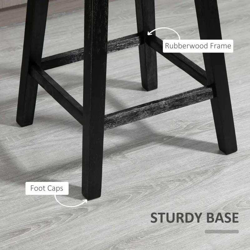 HOMCOM 28" Swivel Bar Height Bar Stools Set of 2, Armless PU Leather Upholstered Barstools Chairs with Nailhead Trim and Wood Legs, Dark Grey