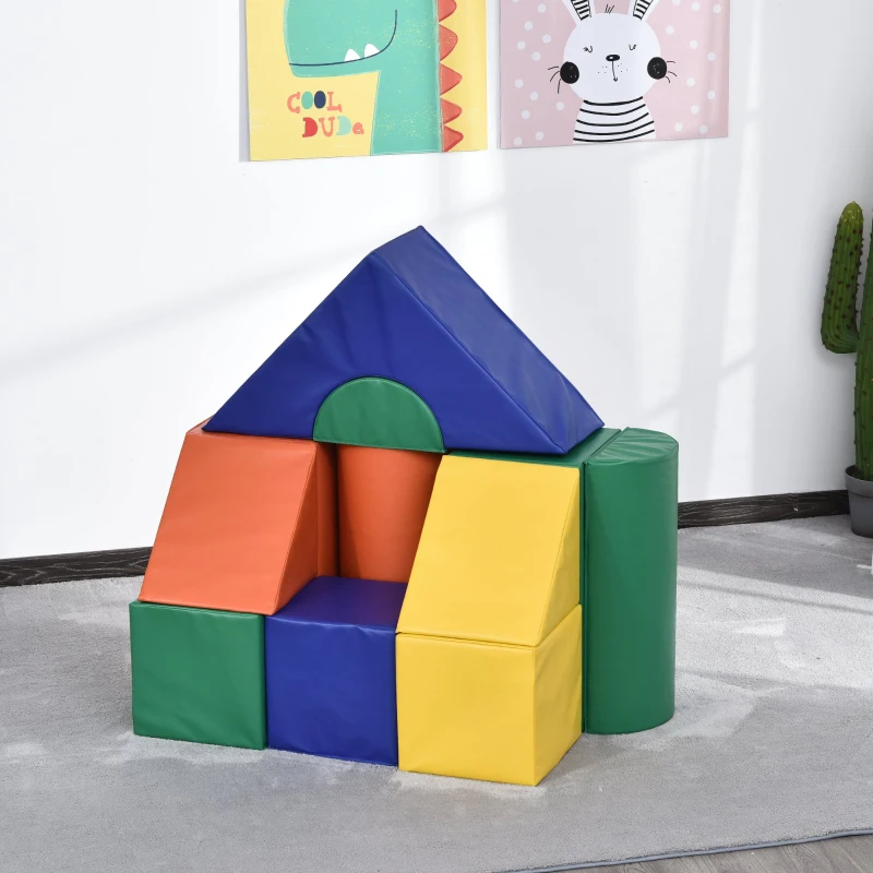 Soozier 11-Piece Indoor Lightweight Stackable Big Soft Phthalate-Free Foam Multicolor Blocks for Toddlers 1-3 Years Old