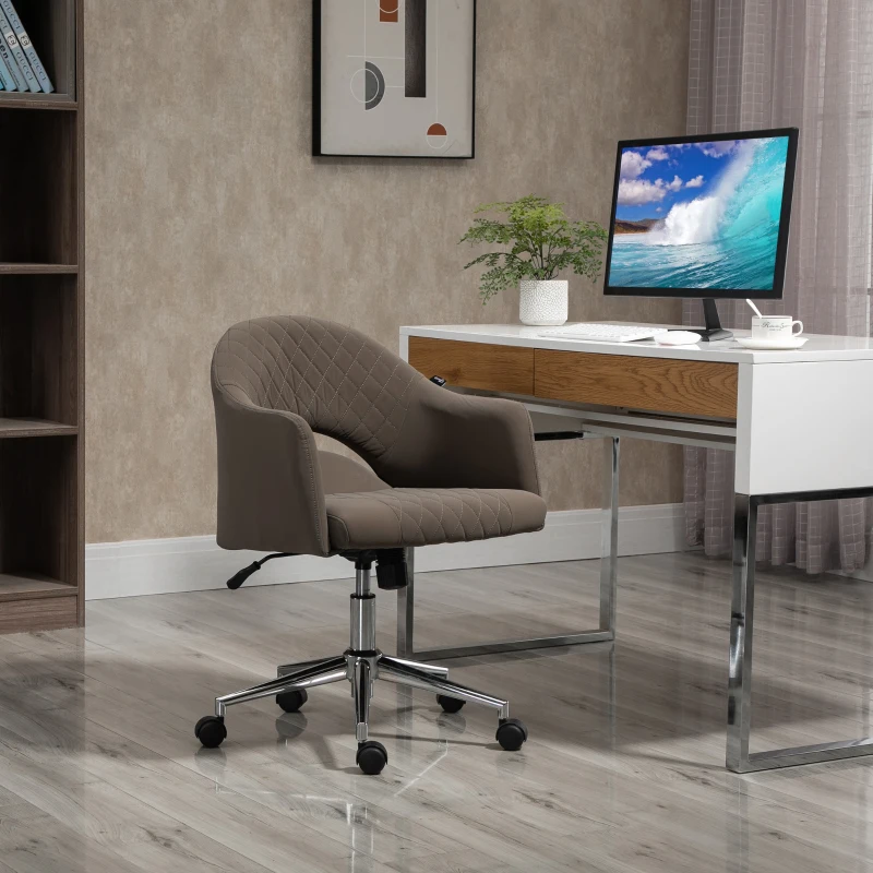 Vinsetto Mid Back Home Office Chair, Computer Desk Chair with Adjustable Height and Padded Seat, Brown