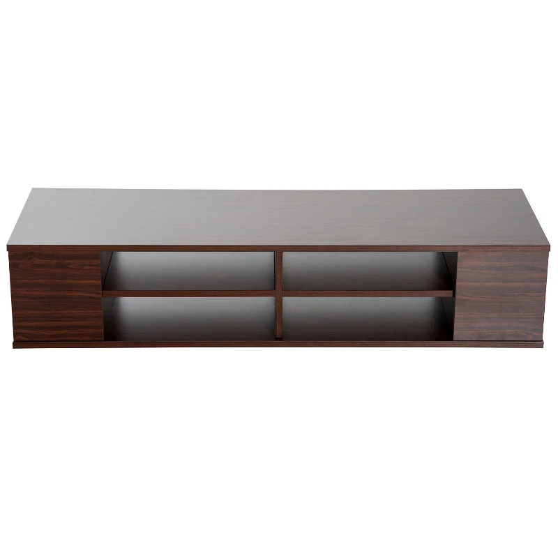 HomCom 48” Modern Wooden Floating Media Center Shelf Unit - Brown Woodgrain