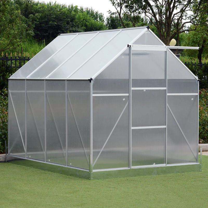 Outsunny 8' x 6' x 7' Polycarbonate Aluminum Framed Portable Walk-In Garden Greenhouse