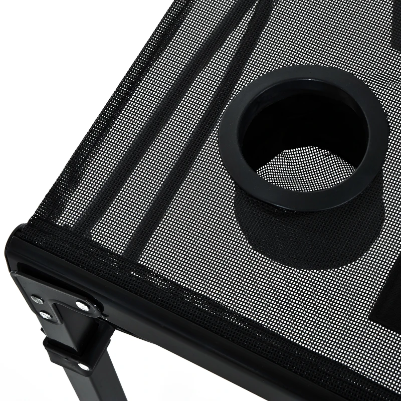 Outsunny Outdoor Folding Camping Table with Cup Holders - Black