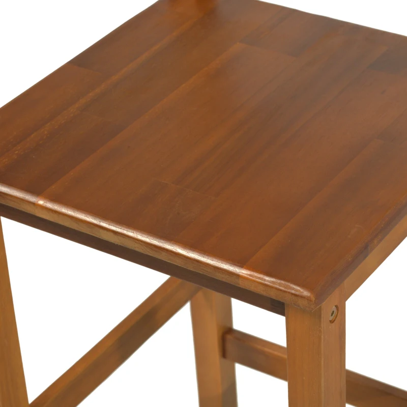 HomCom 2 Piece 28" Tall Classic Bar Height Acacia Wood Slat Back Pub Chair