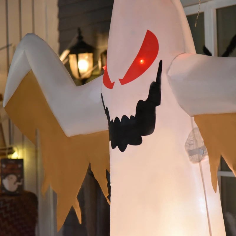 HOMCOM 8' Halloween Inflatable Ghost Yard Decoration for Indoors & Outdoors with Evil Fire Flame LED Lights