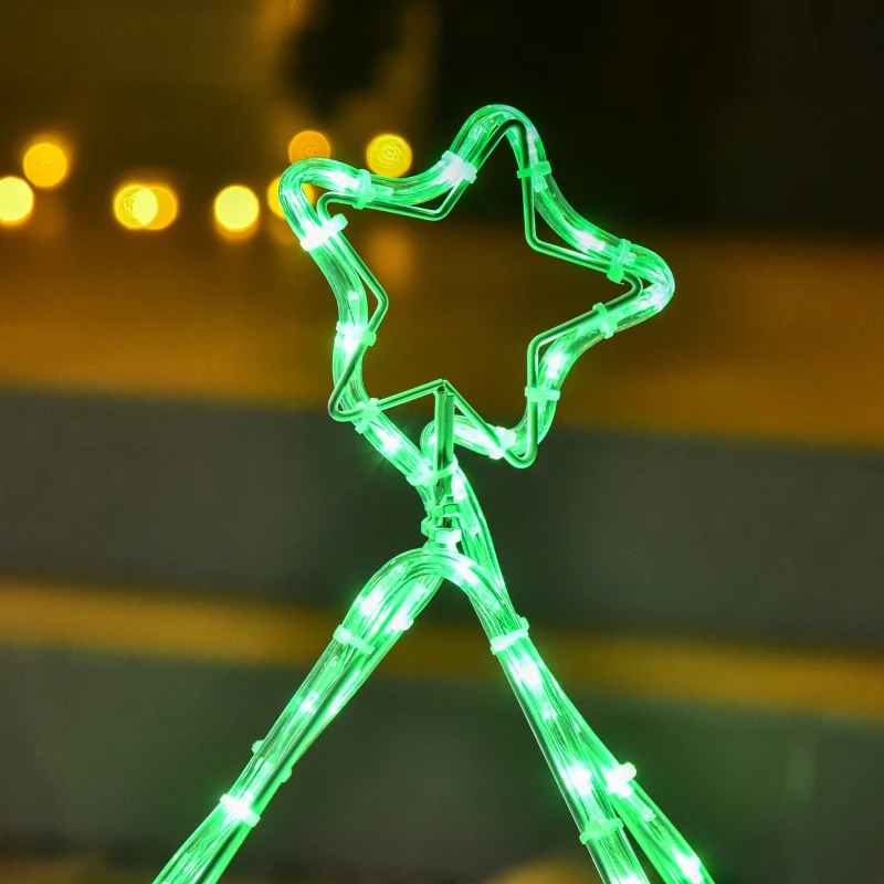 Outsunny 30" Outdoor LED Christmas Tree Rope Lights, LED Outdoor Christmas Decoration with Ground Stakes, Green