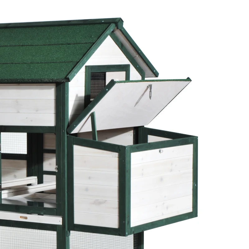 PawHut 100" Portable Wooden Chicken Coop Kit With Wheels, Run And Nesting Box 