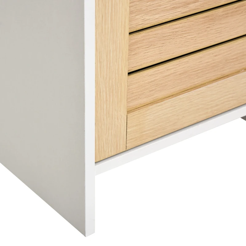 kleankin Tall Bathroom Floor Cabinet, Freestanding Linen Tower with Adjustable Shelf and Cupboard, Narrow Side Storage Organizer, Natural Wood