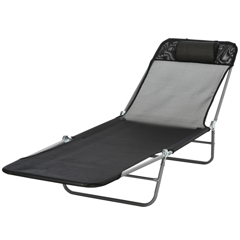 Outsunny Lightweight Outdoor Patio Folding Chaise Lounge Chair - Black
