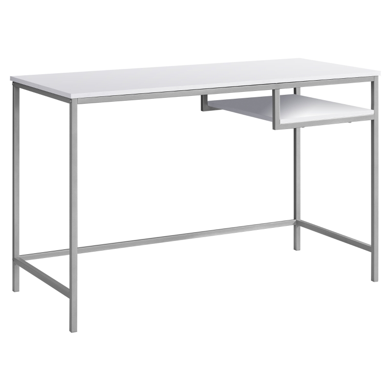 Monarch 48" Contemporary Industrial-Style Computer Writing Desk - White / Silver Metal
