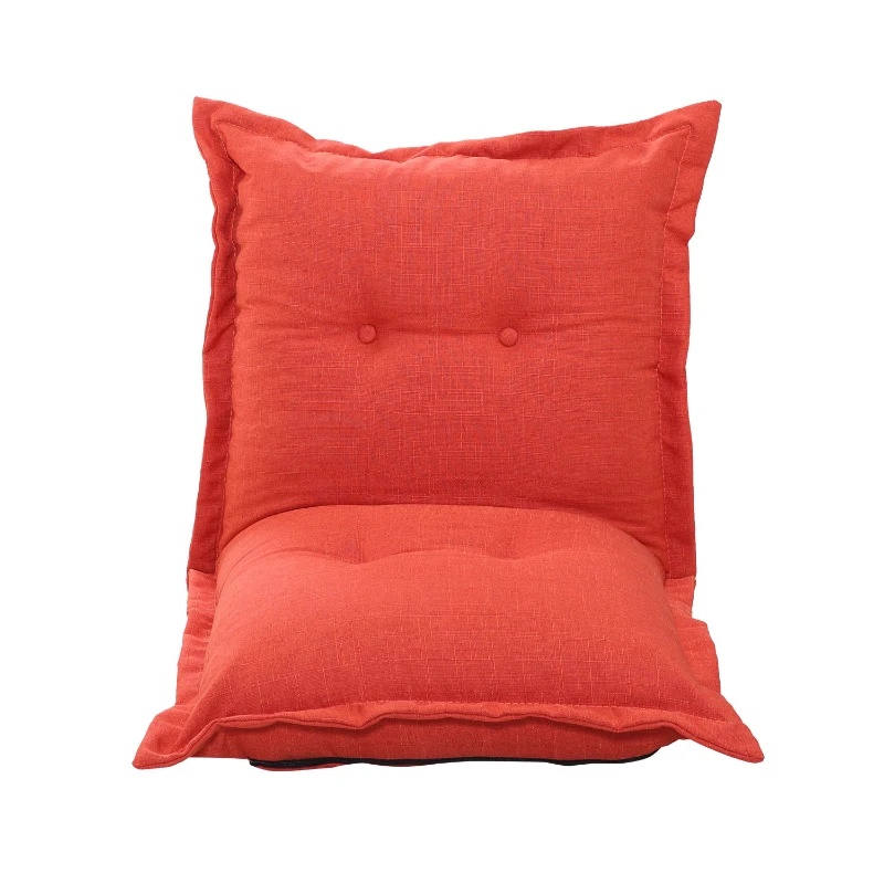 HomCom Linen Chaise Lounge Chair - Dark Orange