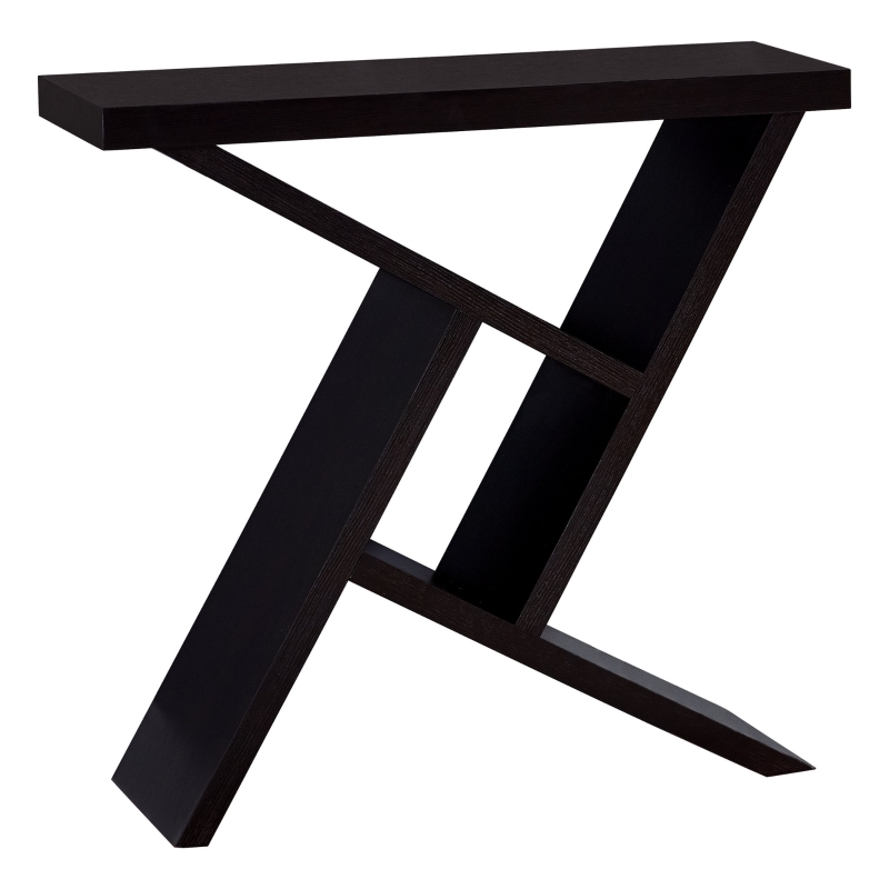 Monarch 36" Architectural Modern Wood Grain-Look Angular Storage Base Accent Console Table - Cappuccino Brown Finish
