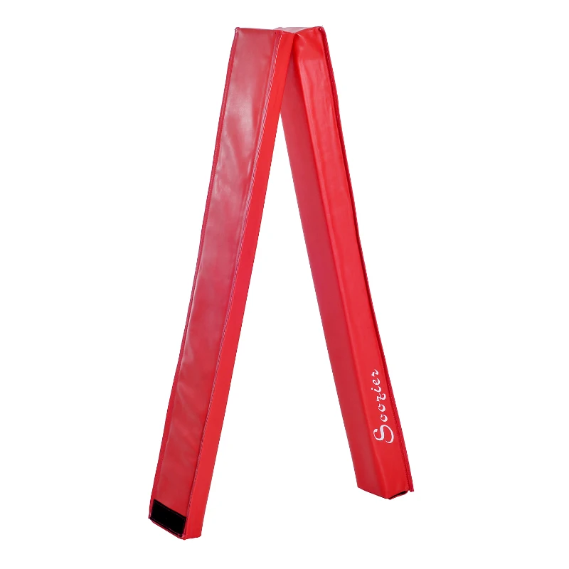 Soozier 8' Folding Stable PU Leather Gymnastics Floor Balance Beam - Red