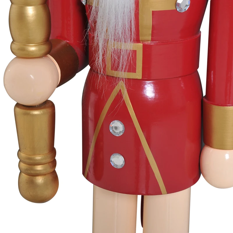 Open Box HOMCOM 42" Wooden Traditional Nutcracker King Figure with Scepter - Wine Red