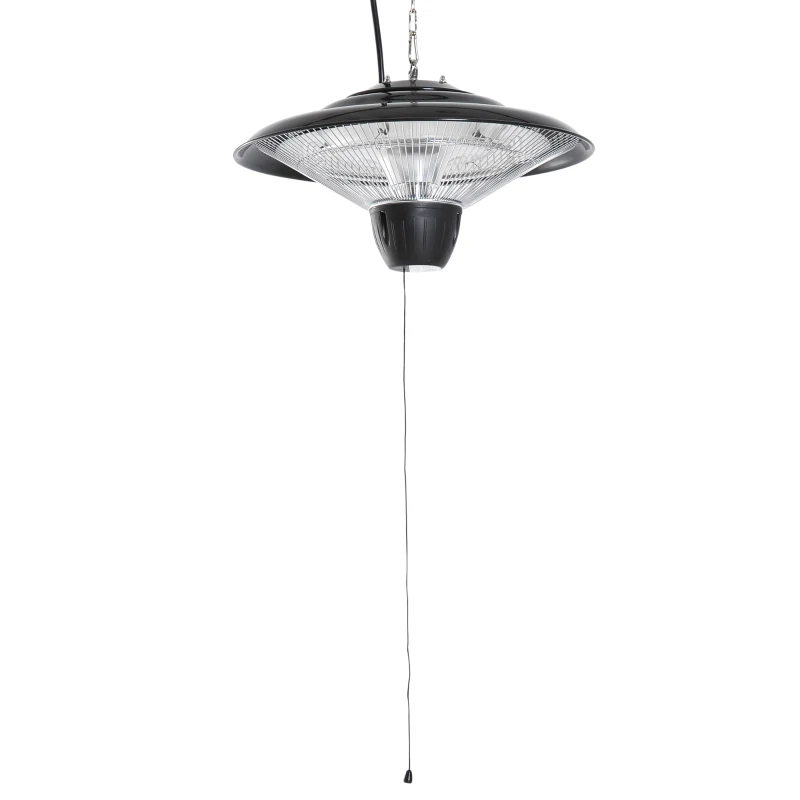 Outsunny 1500W Patio Gazebo Ceiling Mounted Patio Heater String Control with Light - Black