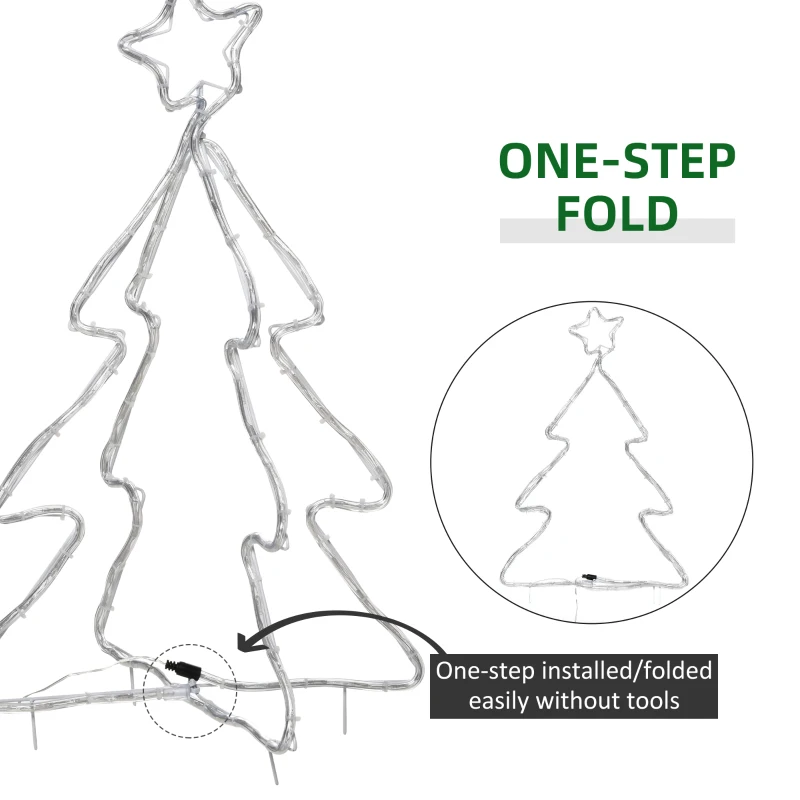 Outsunny 30" Outdoor LED Christmas Tree Rope Lights, LED Outdoor Christmas Decoration with Ground Stakes, Green