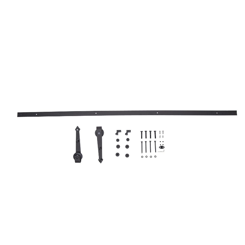 HomCom 6' Modern Interior Sliding Barn Door Hardware Kit - Black Carbon Steel Arrow