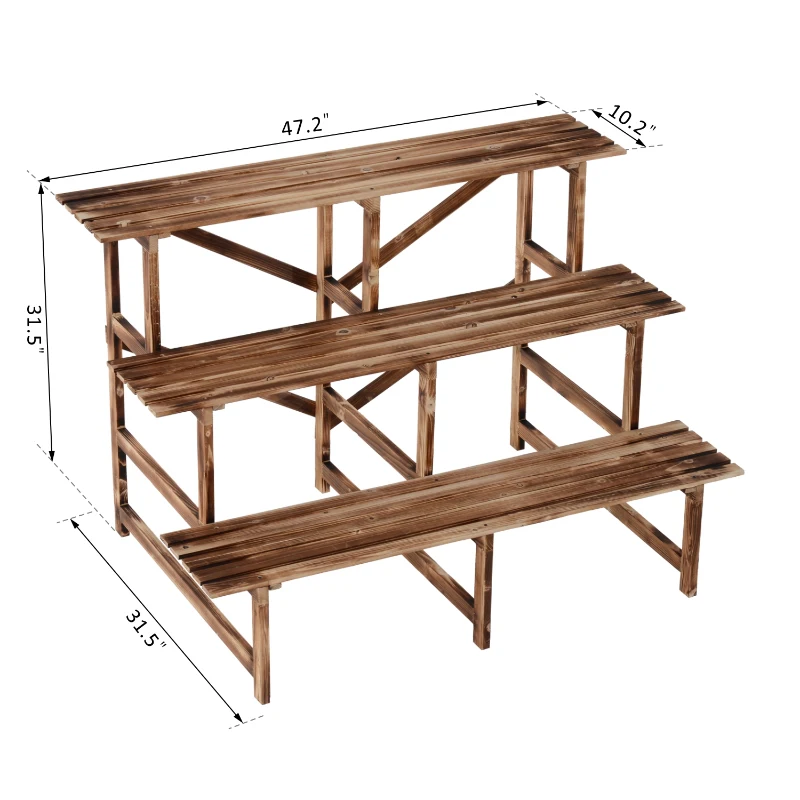 Outsunny 47" Wooden 3-Tier Step Style Plant Stand