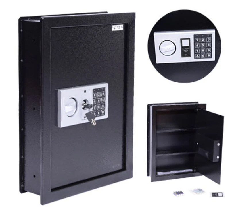 Open Box HomCom 19" x 14" x 4" Digital Wall Mounted Home Security Storage Safe - Black