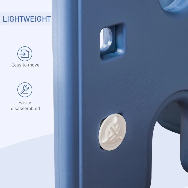 Qaba Kids Table and Chair Set, Activity Desk with Bookshelf & Storage for Study, Activities, Arts, or Crafts, Blue and White