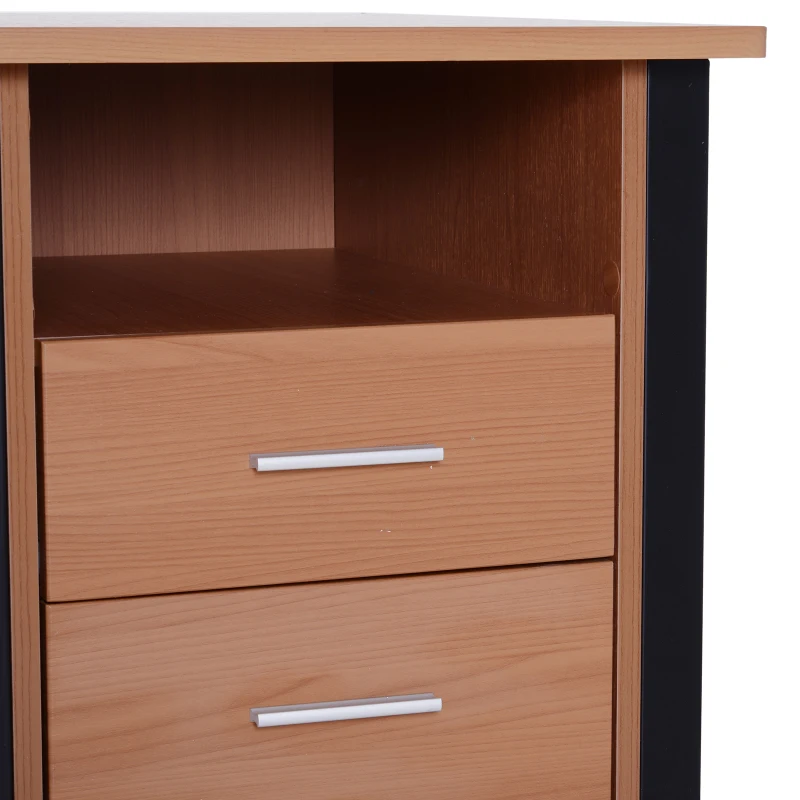 HomCom 50" Industrial Lift Top Standing Computer Desk with Storage - Black / Oak