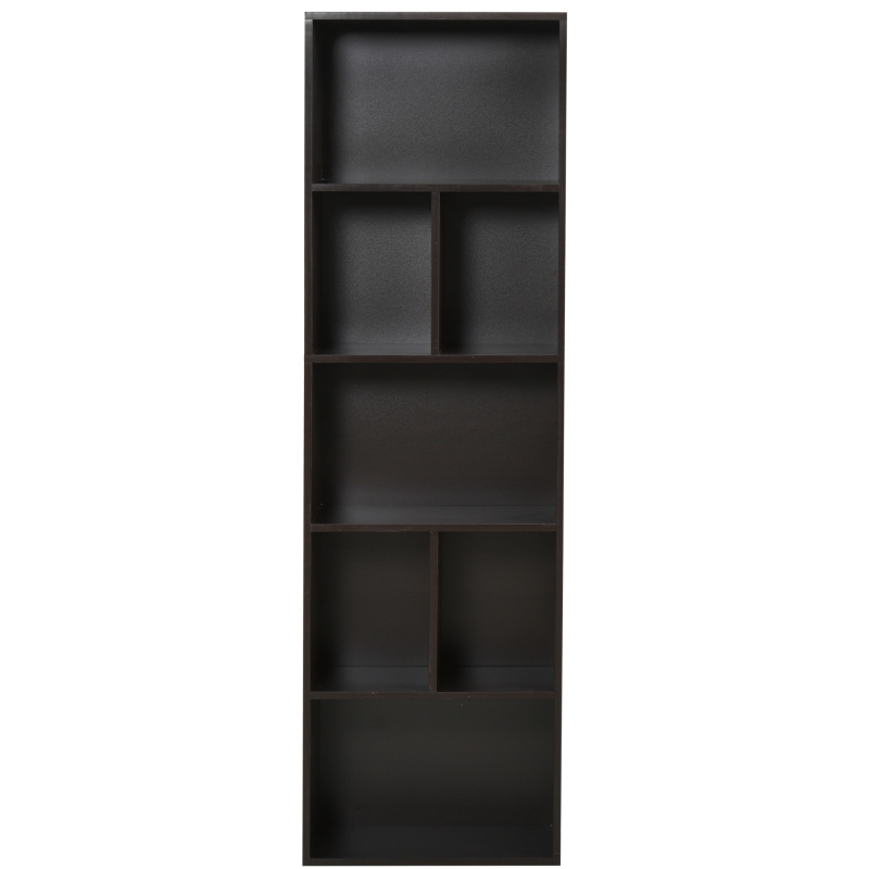 HOMCOM 5-Tier Contemporary Wood Bookcase with Open Storage Display Rack for Home, Office, and Study - Dark Coffee