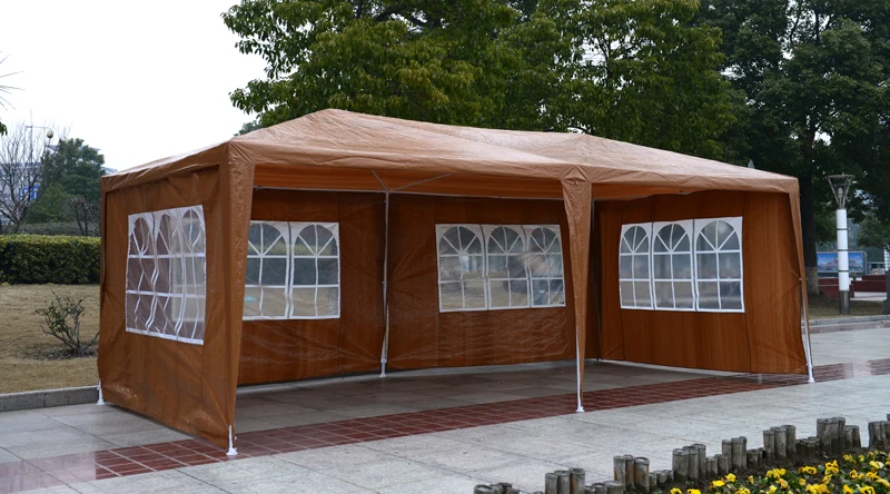 Outsunny 10' x 20' Gazebo Canopy Tent w/ 4 Removable Window Walls - Coffee Brown