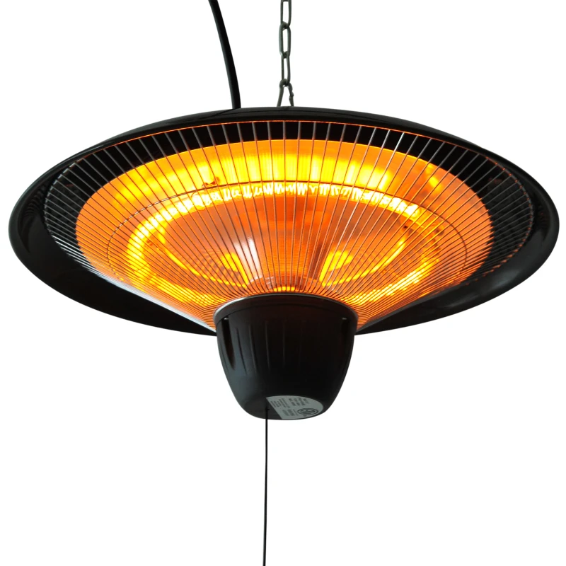 Outsunny 1500W Patio Gazebo Ceiling Mounted Patio Heater String Control with Light - Black
