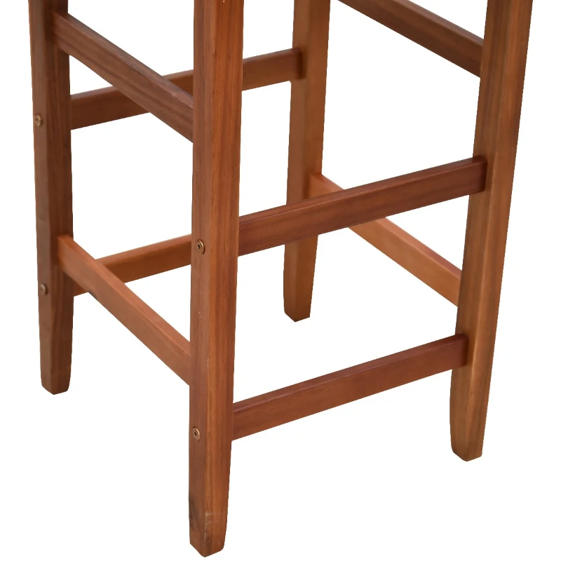 HomCom 2 Piece 28" Tall Classic Bar Height Acacia Wood Slat Back Pub Chair