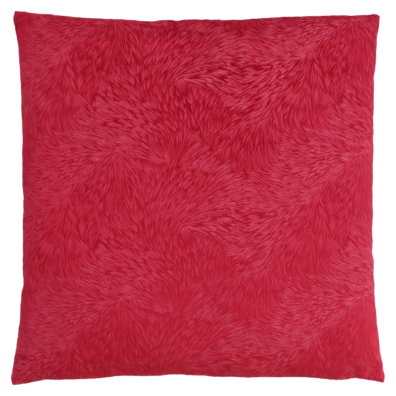 Monarch 18" x 18" Feathered Velvet Throw Pillow (1 pc) - Red