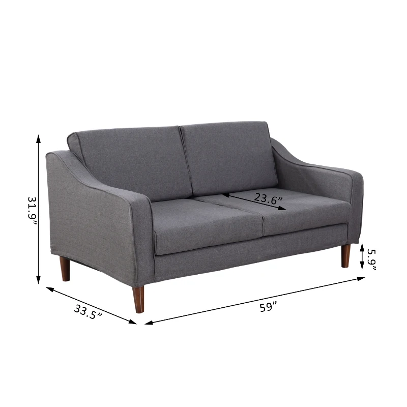 HomCom Two-Seat Sofa - Dark Gray