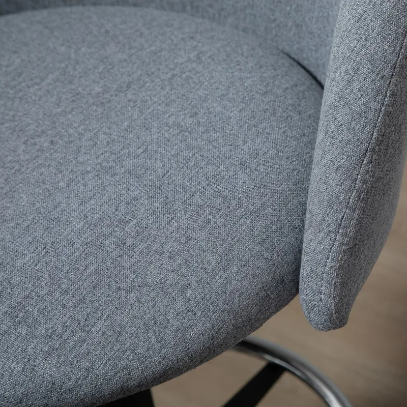 Vinsetto Ergonomic Rolling Drafting Chair for Standing Desk, Linen Office Stool with Adjustable Foot Ring and Steel Base