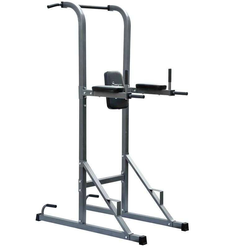 Soozier Upper Body Exercise Fitness Power Tower w/ Dip Station & Pull Up Bar