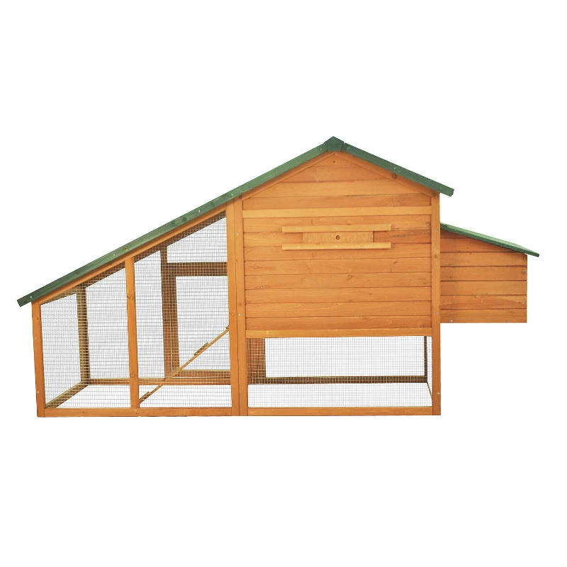 PawHut 88" Wooden Slant Roof Enclosed Run and Nesting Box Backyard Chicken Coop