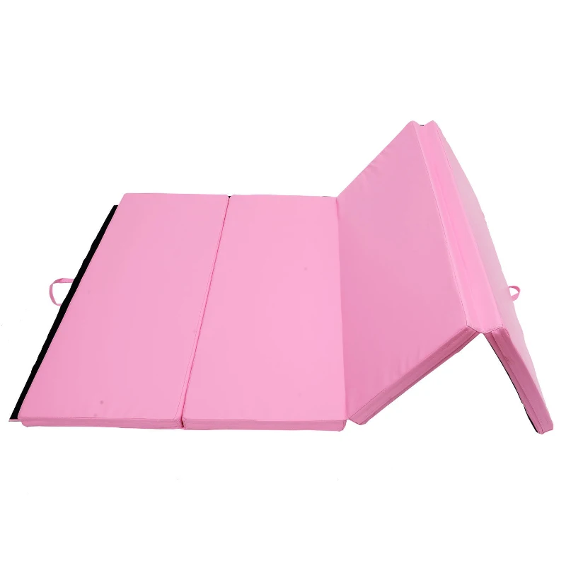 Soozier 6' x 4' x 2" PU Leather Folding Gymnastics / Martial Arts Mat - Pink