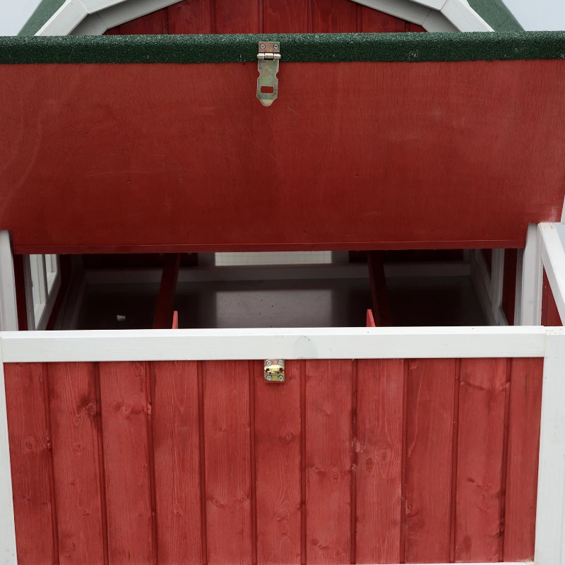 PawHut 47" Barn Backyard Chicken Coop With Covered Run And Nesting Box
