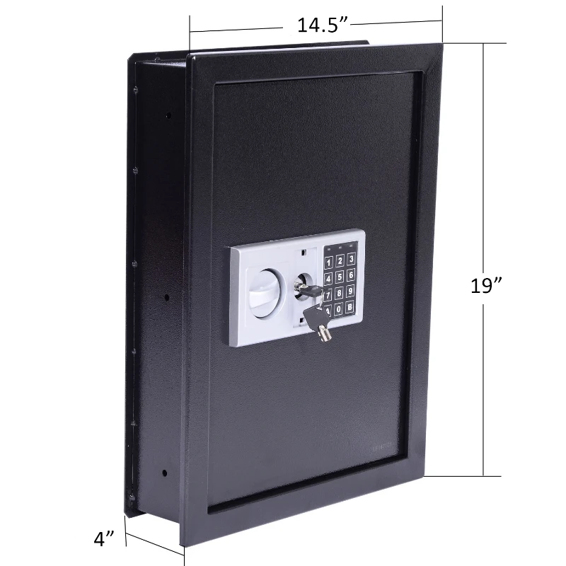 Open Box HomCom 19" x 14" x 4" Digital Wall Mounted Home Security Storage Safe - Black