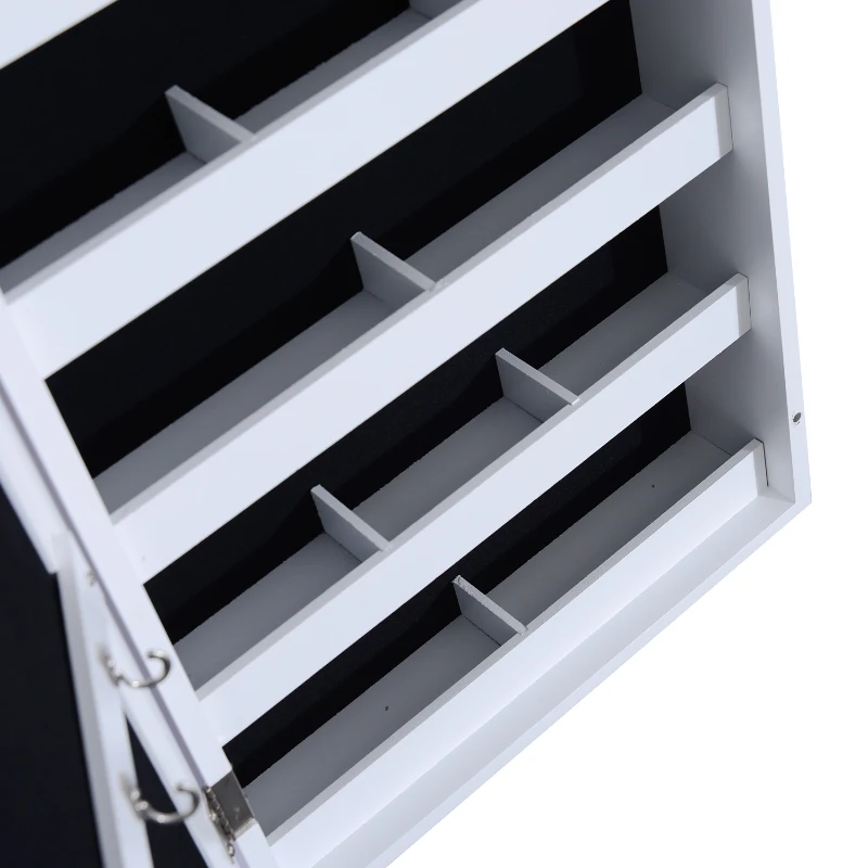 HomCom 48" Wall-Mounted Mirrored Jewelry Cabinet - White