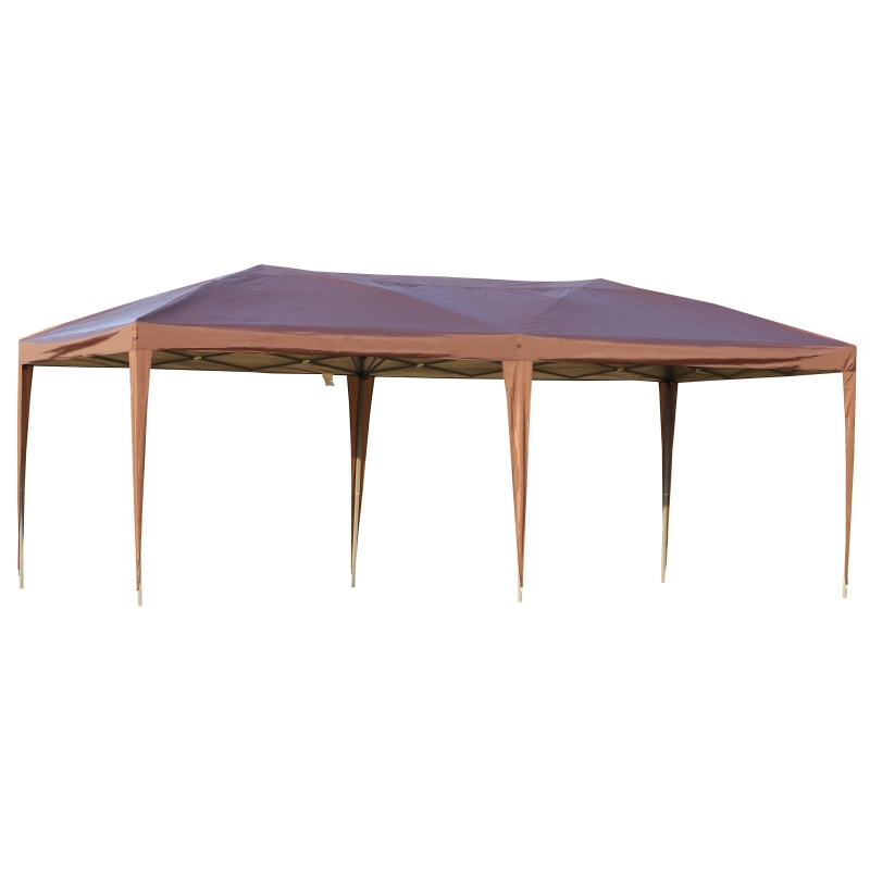 Outsunny 10' x 20' Easy Pop Up Canopy Party Tent with 2-Tier Roof - Coffee