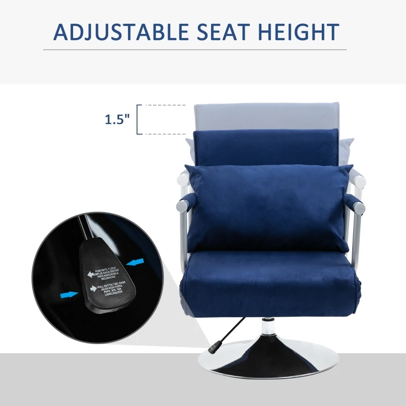 HOMCOM 3-IN-1 Sofa Chair Single Bed with 5-Position Adjustable Backrest and Seat Height, Thick Sponge Padding with Pillow, Blue