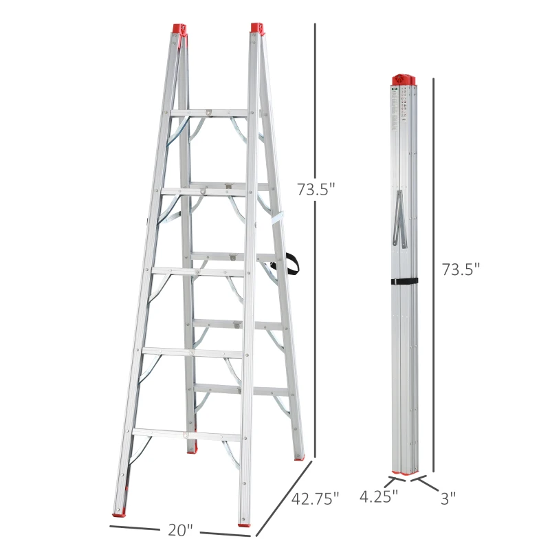 HomCom Multi-Purpose Folding Aluminum Ladder with 5 Platforms, for Indoor & Outdoor Use & a 330lbs Capacity, 73.5" Tall