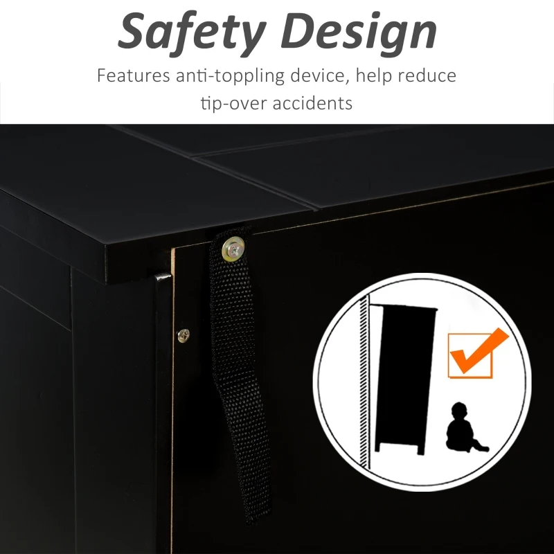 HOMCOM Buffet Storage Cabinet for Kitchen Entryway with 2 Cabinets and 3 Drawers, Adjustable Shelves, Black