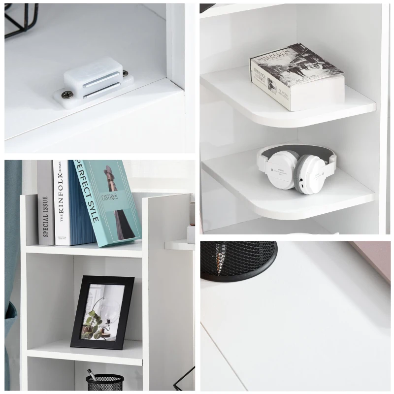 HOMCOM Home Office Computer Desk with Hutch and Storage Cabinet and 6 Shelves, White