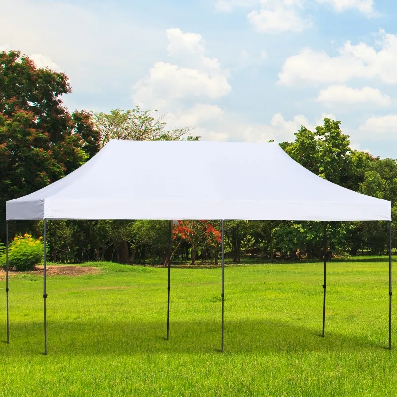 Outsunny 10' x 20' Pop Up Canopy Tent, Instant Sun Shelter, Tents for Parties, Height Adjustable, with Wheeled Carry Bag, for Outdoor, Garden, Patio, White