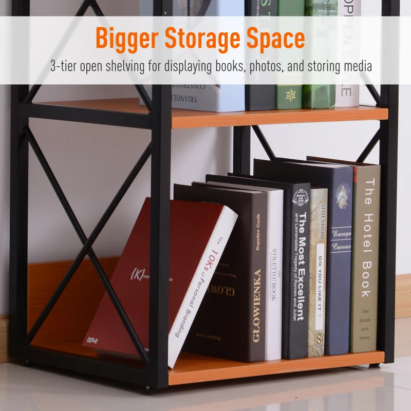 HomCom 3 Tier Wood X-Frame End Table - Black