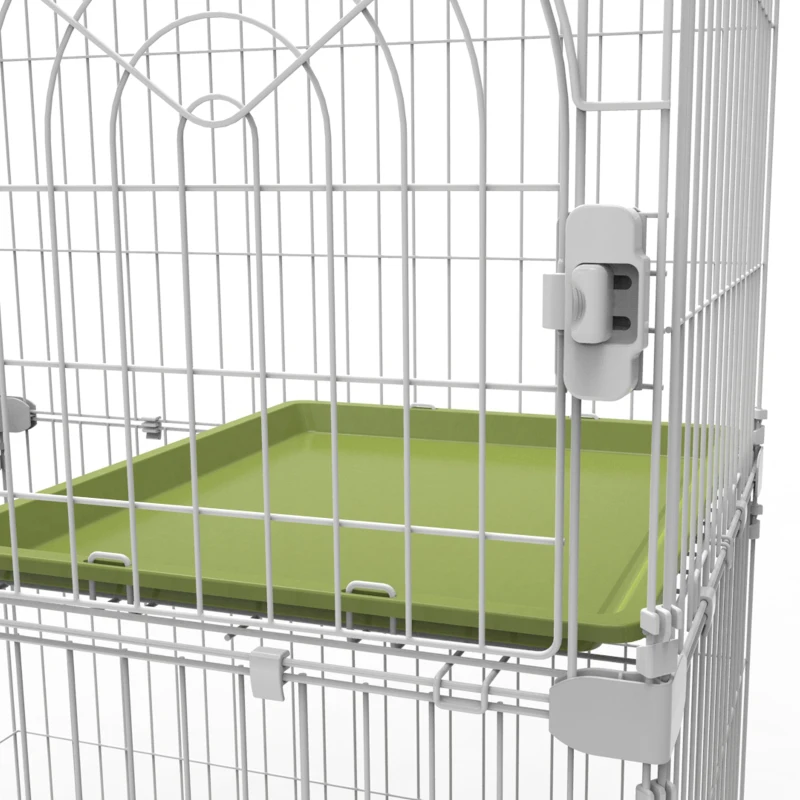 PawHut 70" 3-Level  Steel Wire Vertical Cat Condo Pet Cage - White/ Green