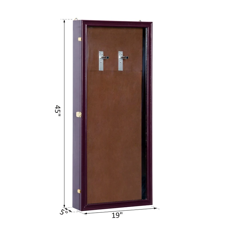 HomCom Wall Mounted Lockable Guitar Security Shadow Box Display Case - Brown